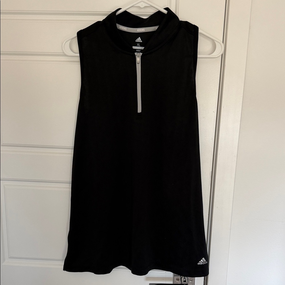 NWOT adidas Black Sleeveless Zip-Front Performance Polo